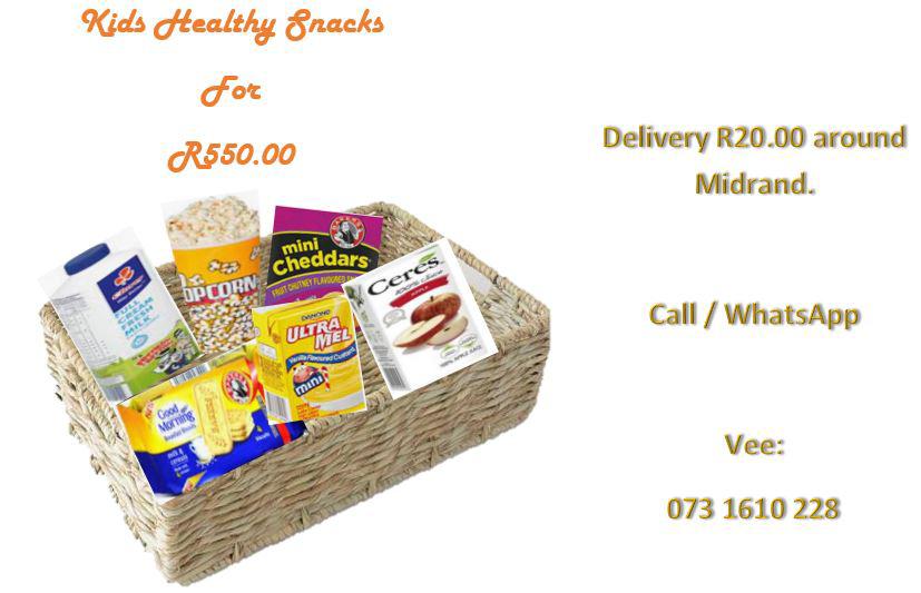 Kids Healthy Snacks Hamper available in Midrand. Contact 073 161 0228 for delivery.