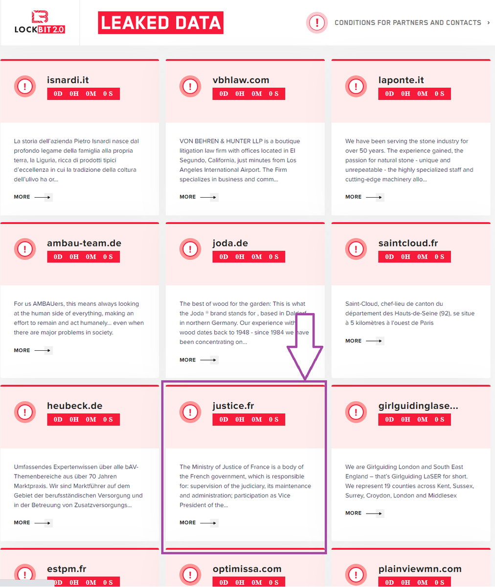 DFintelligence's tweet photo. 🚨 LE MINISTERE DE LA JUSTICE AURAIT SUBI UNE FUITE DE DONNEES SUITE A UN RANSOMWARE #Lockbit.

Sous le site du groupe qui revendique cette rancon on peut y voir figurer que sauf rancon, les données seront publiés le 10 février.

Je vais vous faire un thread pour vous expliquer⬇️ https://t.co/rTa20fbIdT