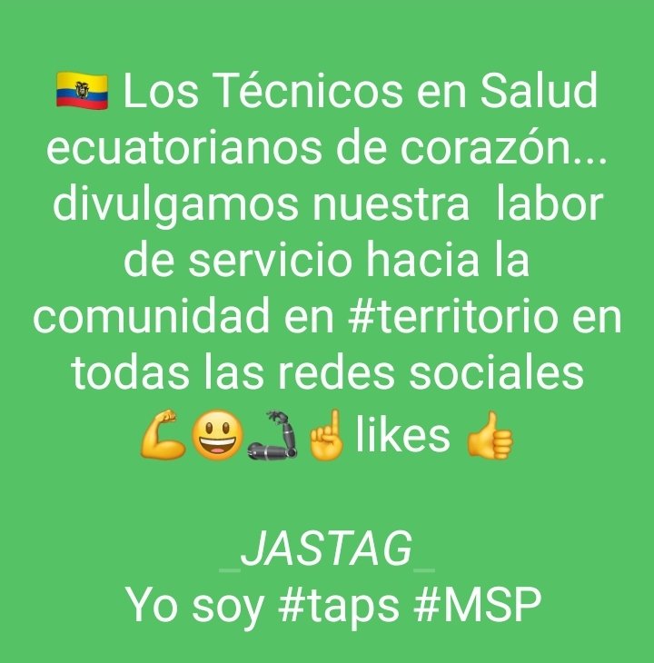 TecnicosTaps's tweet photo. TÉCNICOS EN SALUD_TAPS MSP

💪😃🤳
_a twitear se ha dicho
Hastag

#YoSoy #taps #MSP https://t.co/kC6uY4Xg8q