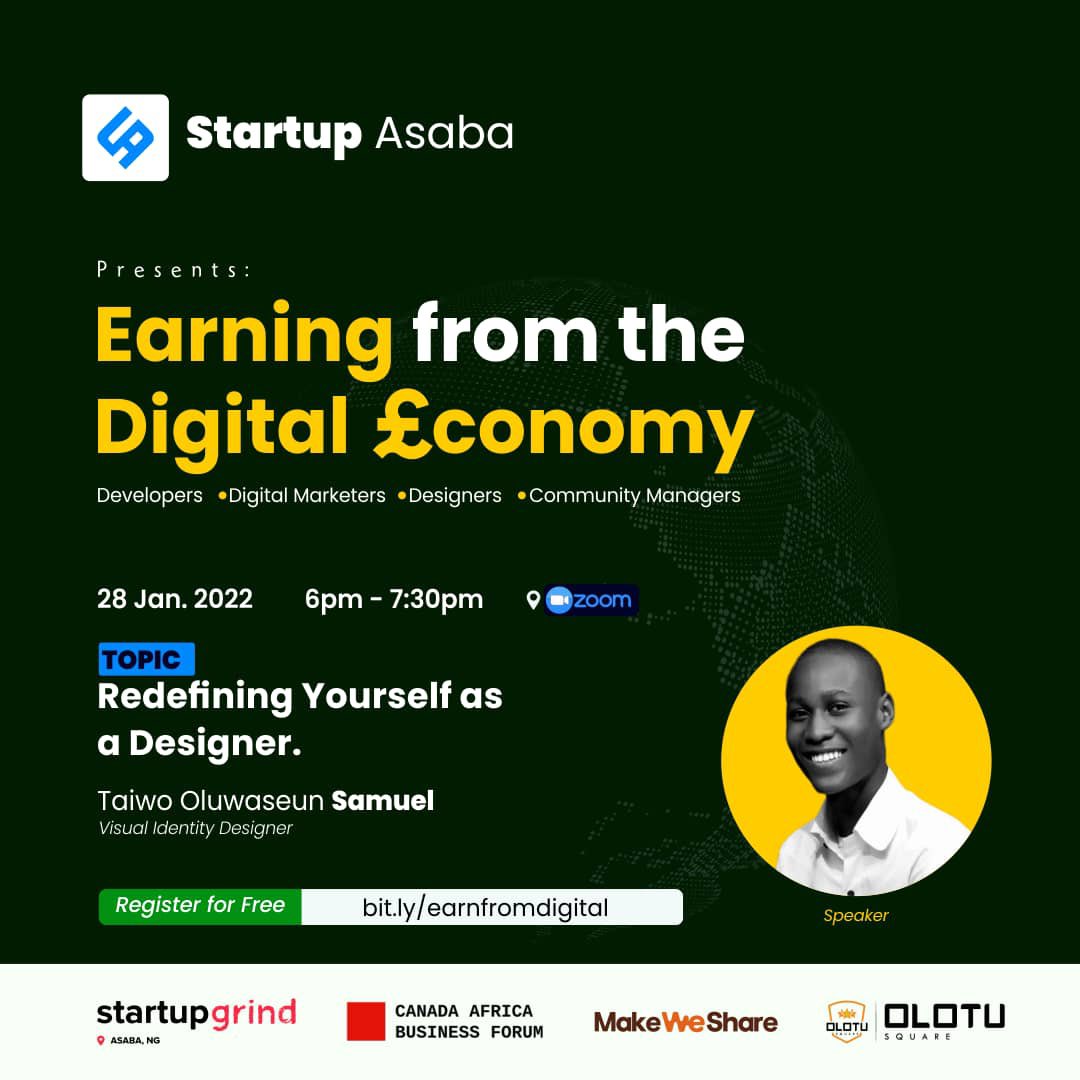 startupasabahq's tweet photo. Taiwo Oluwa-Seun Samuel is a visual identity designer, brand developer, and product design who is passionate about tech and growth.
Register now: https://t.co/Kkh2gQerTC
#digitaldelta #digitaleconomy #tempbootcamp #olotusquare https://t.co/n0XnDeFFDv