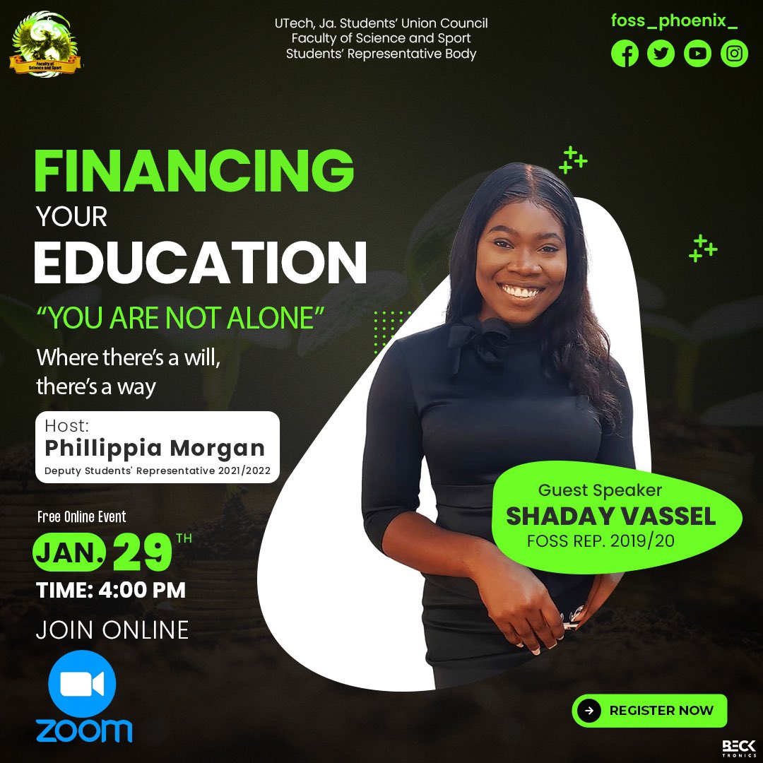 PhoenixFoss's tweet photo. Hey Utech Knights💁🏻‍♀️
Join us on Saturday January 29th at 4pm and find out how you can finance your education.
Want to know how to work and study at the same time?
Join us as we have our talk session and we hear all your questions.

Zoom: Meeting ID: 497 795 0371
Passcode: yEPBR9 https://t.co/Rl9kWeAyij