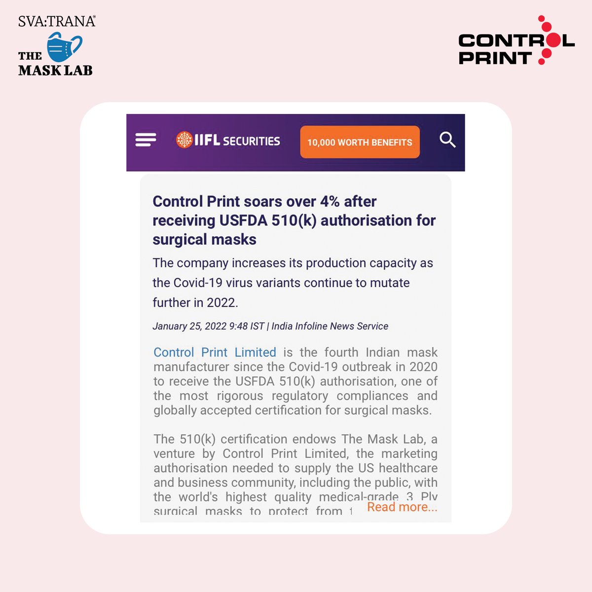 controlprintltd's tweet image. The Mask Lab by Control Print is now USFDA approved for distribution of 3 ply surgical masks in USA.
#TheMaskLab #ControlPrint #SurgicalMask #FDA #USA #MaskUp #Covid
lnkd.in/d2DZkSJd
lnkd.in/d_Q4GBQx
lnkd.in/dHcZ_SFT
lnkd.in/dmXq2WKT