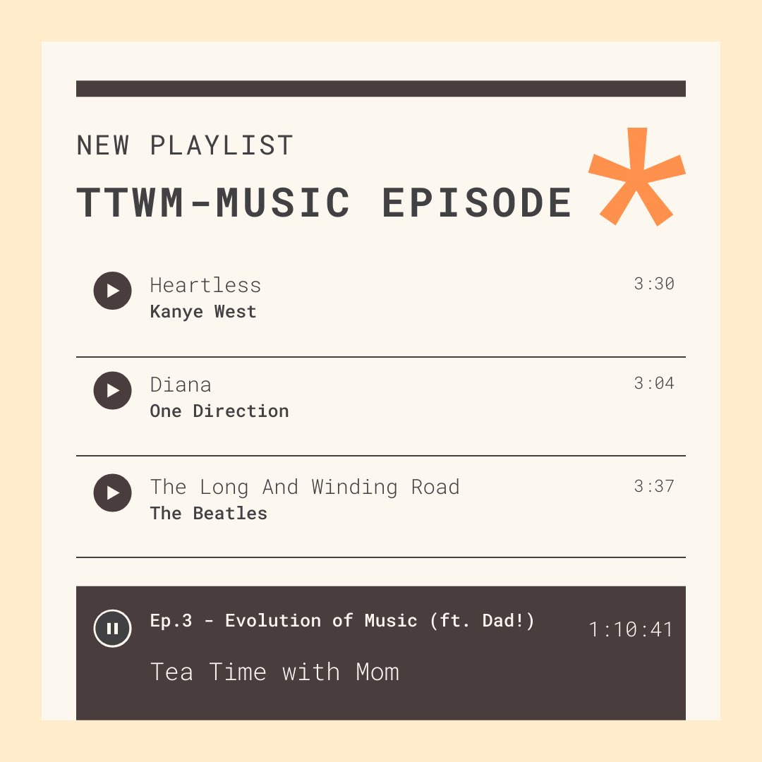 teatimewmompod's tweet photo. This week we're talking all things music with OUR FIRST GUEST! We brought Dad on to discuss music differences, preferences, and experiences. Check out our Spotify playlist that has a sampling of our favorites! Enjoy and we'll chat on Monday! 

https://t.co/x5D2dPkKFS https://t.co/DN4xZIf2I8