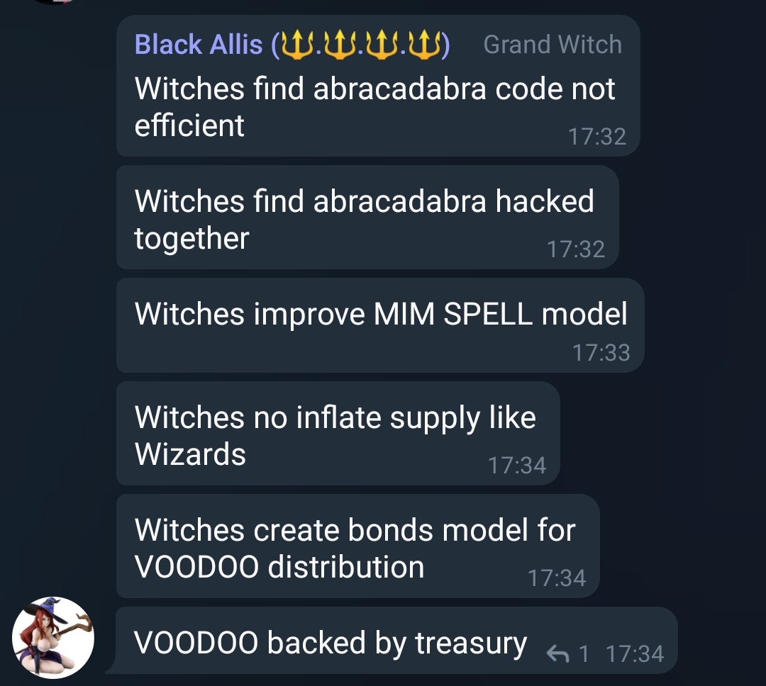 To all disappointed 🐸.

@blackmagicmoney witches will give you a new home:

➡️ $SPELL fork
➡️ partners with $GYRO and $NRCH
➡️ better tokenomics
➡️ collateral platform will be <a href="/EnreachDAO/">NRCH_dummy</a>'s #YAGGR.
➡️ super smart builders
➡️ great community.

Launch at $200k mc.

$TIME