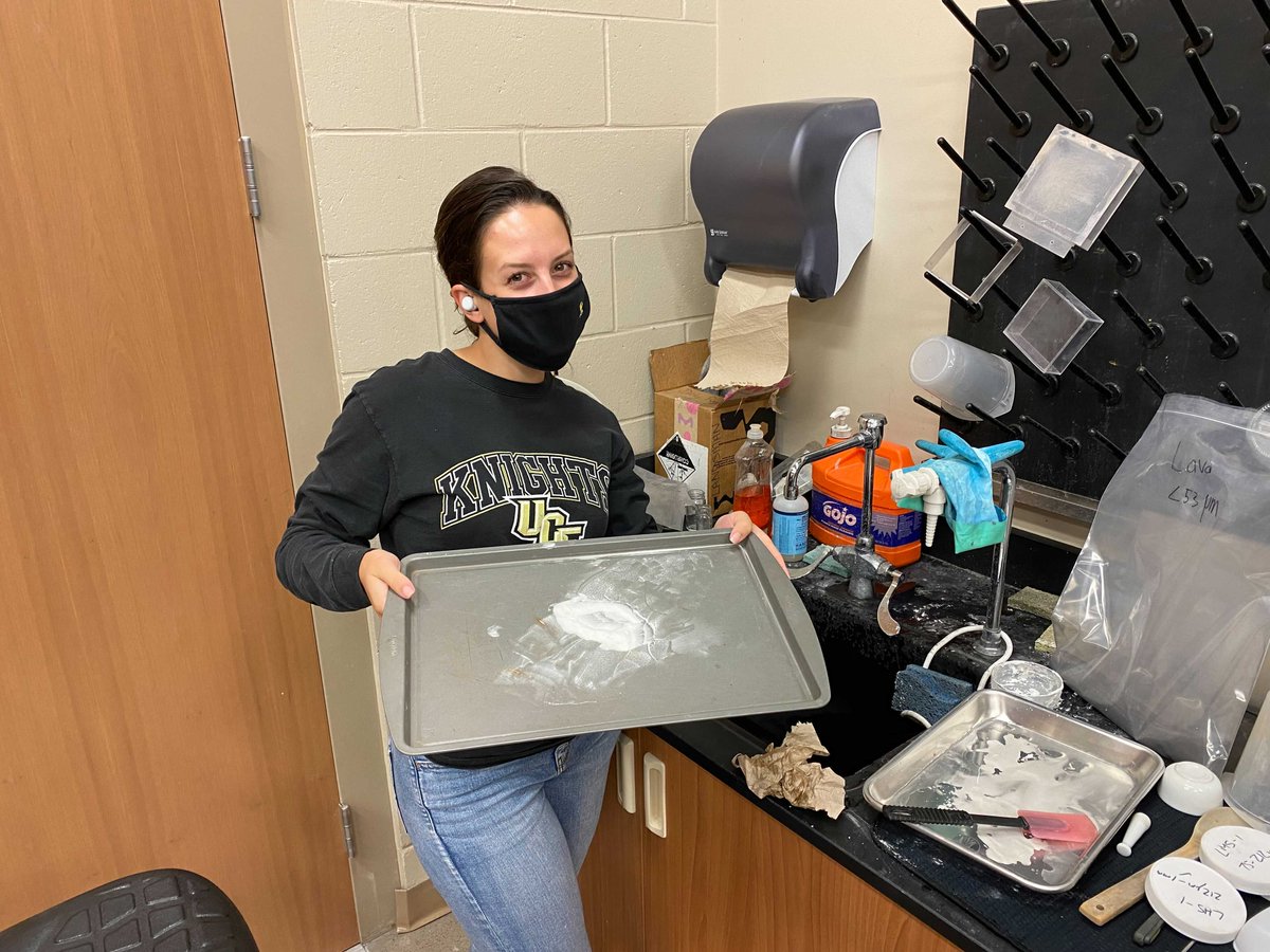 UCF's tweet photo. We can’t forget about the @exolithlab on campus 👀 The lab fuels humanity’s expansion into space by developing and producing regolith simulants for the Moon, Mars and Asteroids 🤯 https://t.co/dD7GnU3TWV
