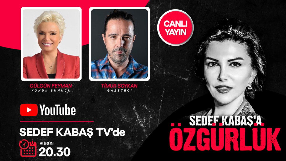 Gazeteci Timur Soykan (<a href="/timursoykan/">Timur Soykan</a>), 🔴20.30'da #SedefKabaşTV'de!

Gülgün Feyman'ın (<a href="/GFeyman/">Gülgûn FEYMAN</a>) sunumuyla; Gazeteci #SedefKabaş'ın hukuka aykırı tutuklanmasını, medyaya sansürü ve ifade özgürlüğüne yönelik saldırıları konuşacağız.

#SedefKabaşaÖzgürlük