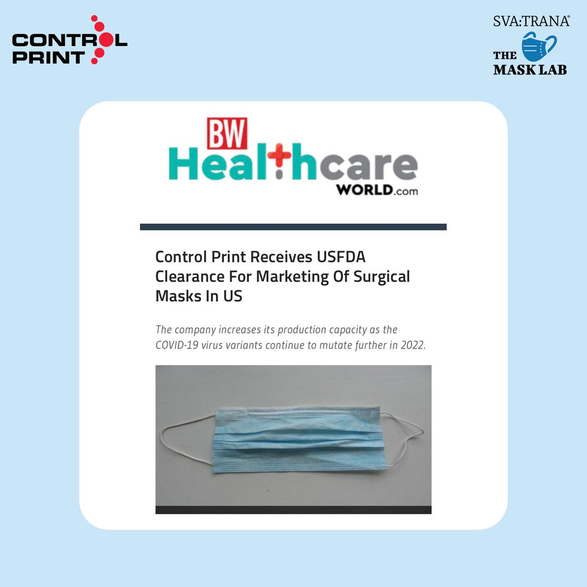 TheMaskLabIndia's tweet image. The Mask Lab by Control Print is now USFDA approved for distribution of 3 ply surgical masks in USA.
#TheMaskLab #ControlPrint #SurgicalMask #FDA #USA #MaskUp #Covid
lnkd.in/d2DZkSJd
lnkd.in/d_Q4GBQx
lnkd.in/dHcZ_SFT
lnkd.in/dmXq2WKT