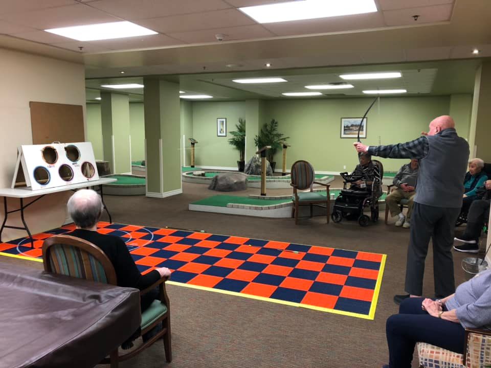 AllSeniorsCare's tweet photo. Recap of Spirited week Day 3: Residents engaged in a mindfulness chair yoga session to set the tone for the day & in the afternoon they played a friendly competitive game of archery 🏹
#beaconheights
#SpiritedWeek
#AllSeniorsCare https://t.co/wG25u8K3PU
