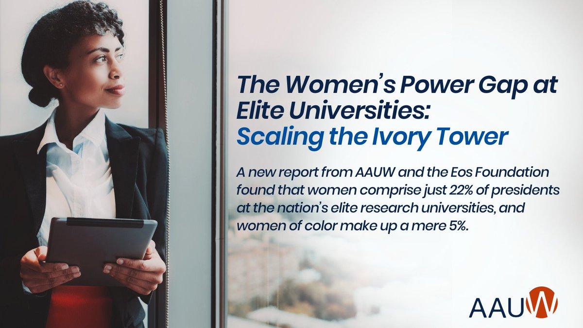 AAUW (@aauw) on Twitter photo This concerning new report from AAUW and the <a href="/womenspowergap/">womenspowergap</a> found that women comprise just 22% of presidents at America's elite research universities and #WomenOfColor make up only 5%. Read the full report: bit.ly/3ILl8UF #GenderEquity This concerning new report from AAUW and the <a href="/womenspowergap/">womenspowergap</a> found that women comprise just 22% of presidents at America's elite research universities and #WomenOfColor make up only 5%. Read the full report: bit.ly/3ILl8UF #GenderEquity