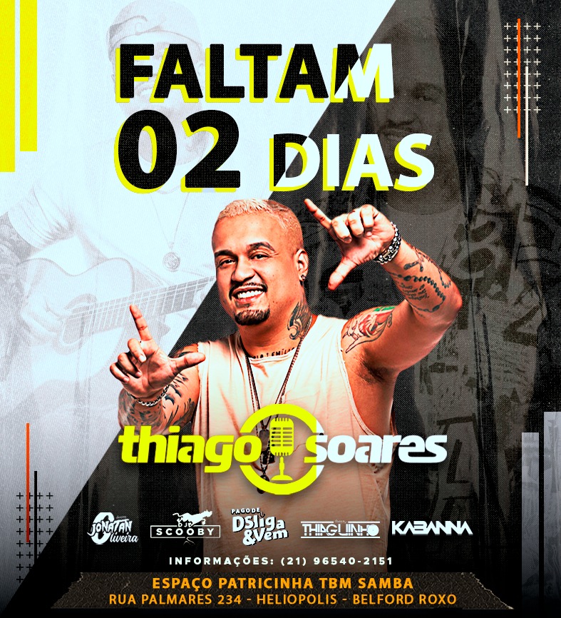 Sabado e dia de pega esse showzao com o cantor Thiago Soares e convidados vocês não podem fica de fora dessa