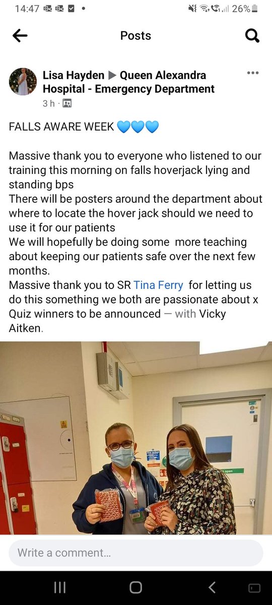 Falls Aware in #Emergency Department.  Thank you Lisa Hayden and Vicki Aitken