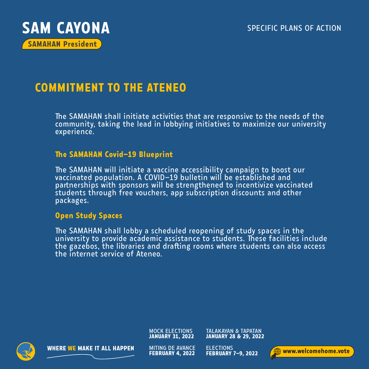 startwithyou25's tweet photo. Her love, passion, and deeds will soon be experienced, not just by the environment, but also by the entire Ateneo community. With her platform, Sam Cayona welcomes you home.
💻Visit: https://t.co/cSWkpfvtqE to know more!
#SamCayonaWelcomesYouHome🏡 https://t.co/0elzHJvmMT