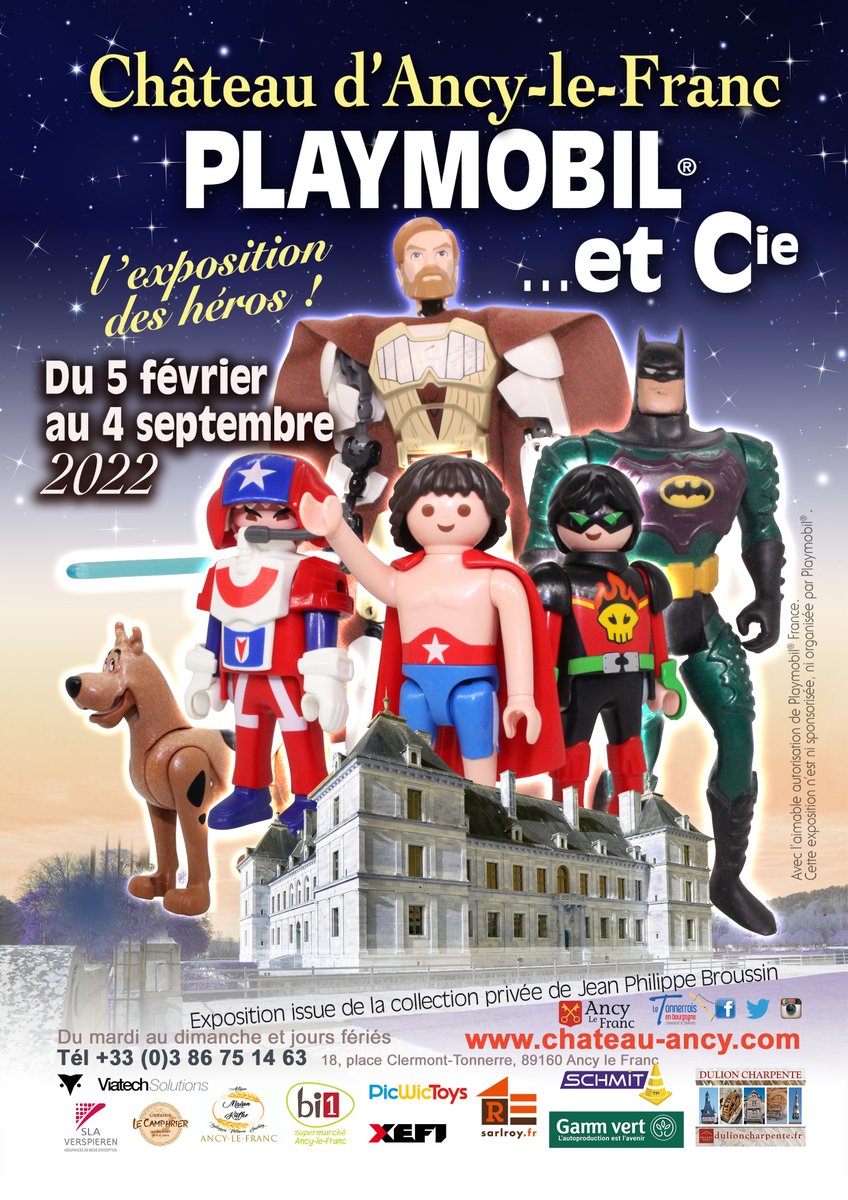 Ouverture du #château le 5 février prochain avec une nouvelle #exposition #playmobil® !
Héros toutes catégories ! #cinema, #littérature, #BD, #mythologie, #dessinanimé... Vous et vos enfants trouverez votre bonheur !