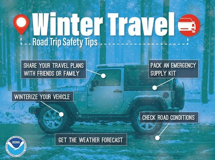 “If you’re going to be driving this winter know how to stay safe. Winterize your vehicle and pack an emergency supply kit. Share your travel plans with friends and family. Before leaving check road conditions and the weather forecast so you know what to … instagr.am/p/CZPK56ErDGg/