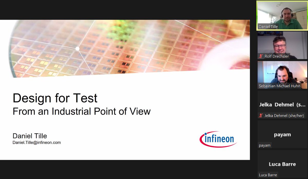Rolf_Drechsler's tweet image. Very interesting #lecture by Daniel Tille from @Infineon
 on #DesignForTest
@agra_uni_bremen @UniBremen #test #testing #automotive