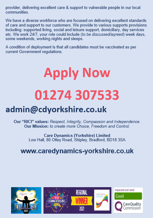 care_dynamics_'s tweet photo. Care Dynamics is recruiting! We are recruiting for full-time, part-time and flexible contracts. We offer excellent benefits, employment and development opportunities. Join our team!
Please feel free to share! https://t.co/oz2OM1KX8E