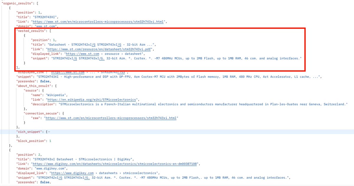 SerpWow's tweet photo. A new nested_results array, showing any results nested under an organic result, has been added to objects in the organic_results array for regular web search results for Google.
https://t.co/R2ppoAD55e https://t.co/06k3kg5AkE
