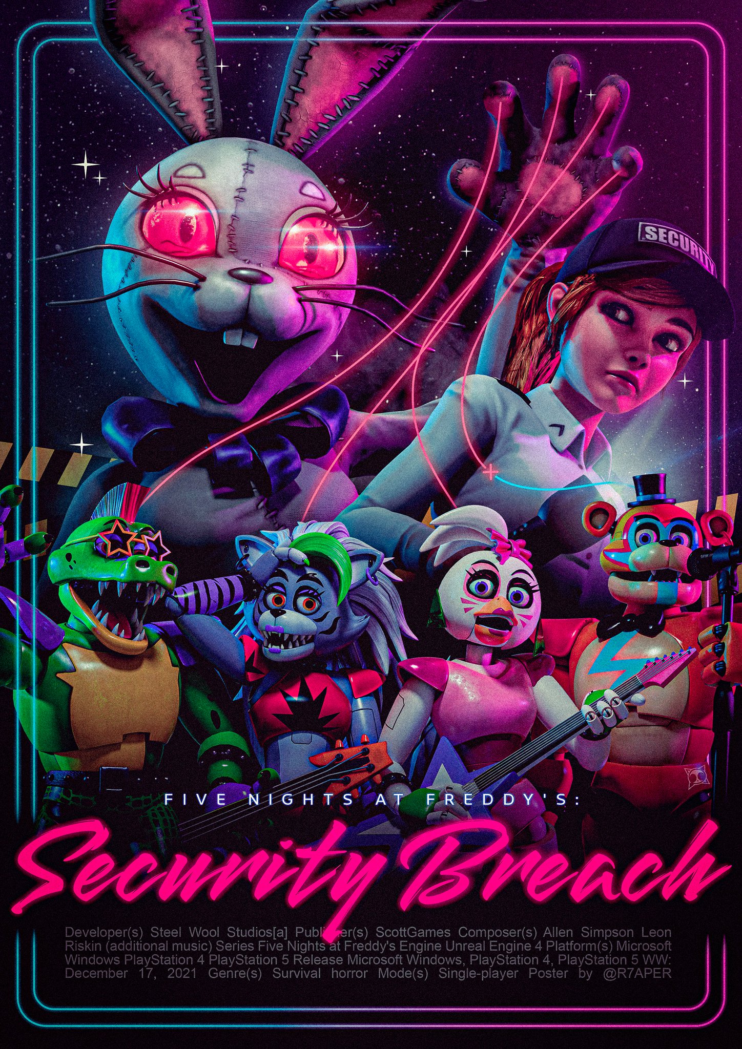 Five Nights At Freddy's Security Breach Poster by SirBlueStudios