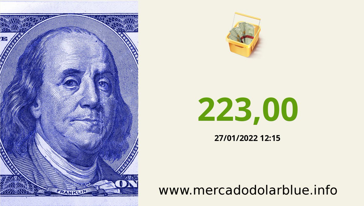 MercaDolarBlue's tweet photo. #Blue #DolarParalelo #Argentina
#DolarOficial: 110,15 #DolarBlue: 223,00 #EuroBlue: 248,87 #DolarEuro: 1,1160
https://t.co/gvOmfTDLby https://t.co/ISSAPCXRP2