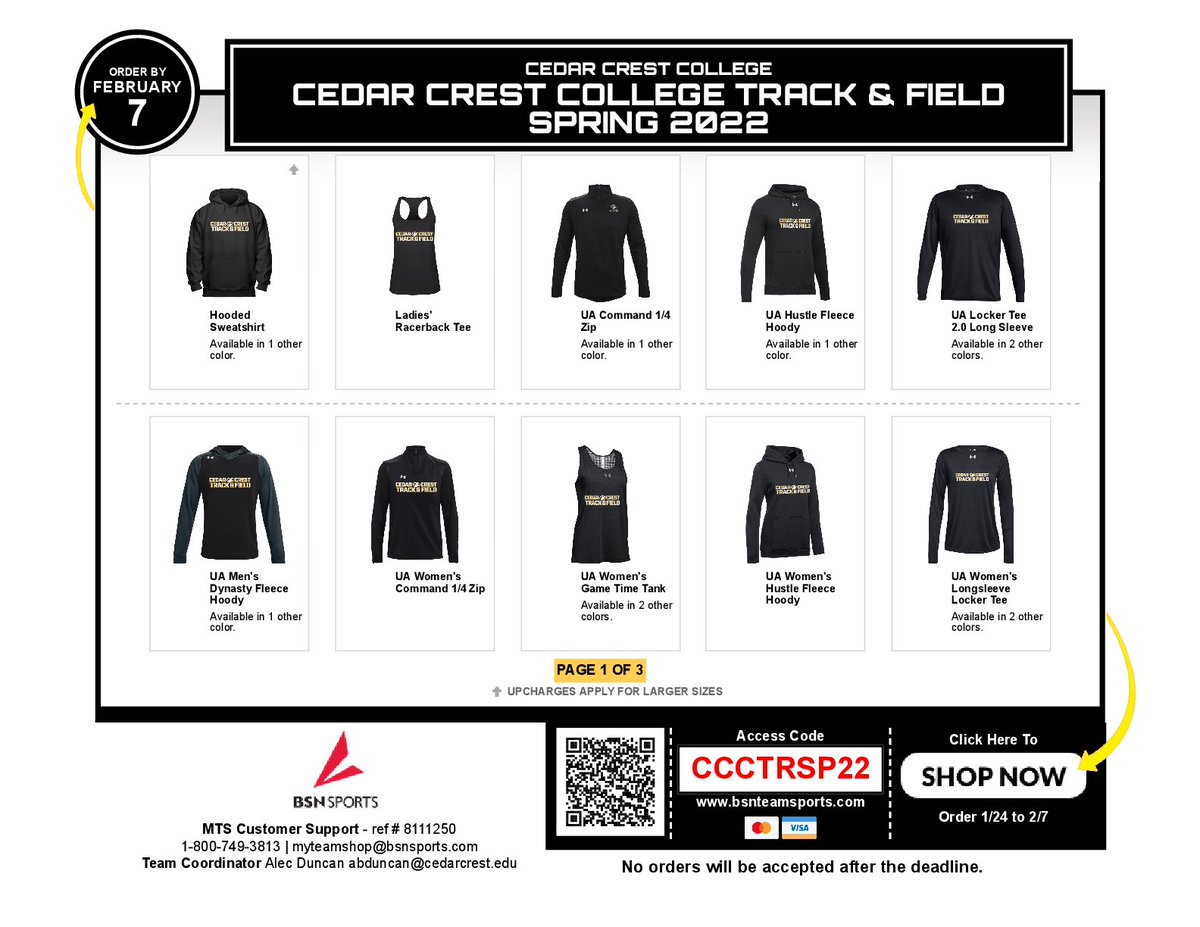 CCCFalcons's tweet photo. NEWS | Track &amp; Field Team Store Open Until February 7

ORDER HERE➡️https://t.co/l1htjAMmuo

#GoFalcons #SoarHigher #FalconFamily https://t.co/J70REB5xTe