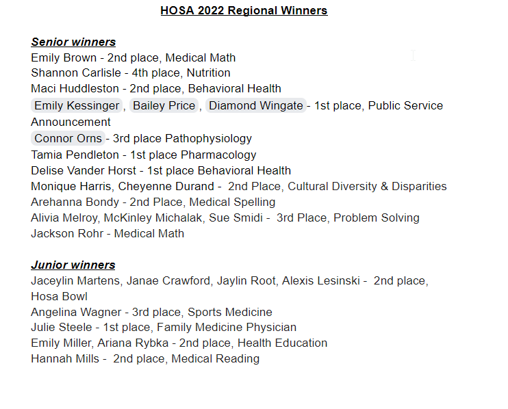 WTMR153's tweet photo. Congrats to the 16 Seniors and 9 Juniors from @WhitmerMedtech who qualified for the State HOSA Competition in March! Good luck!
@WhitmerCTC https://t.co/OyzBJLkdi1