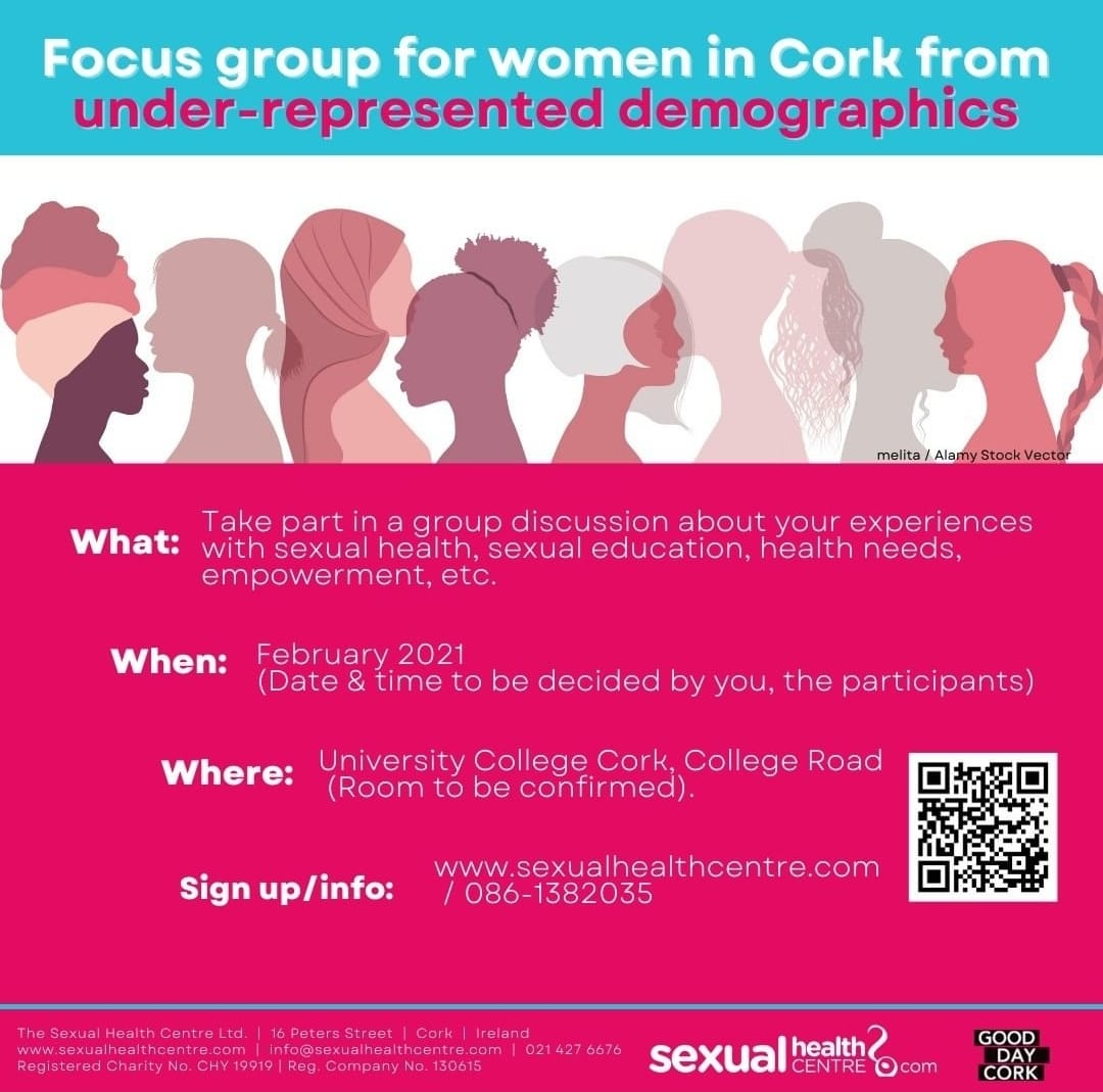 A new and exciting project! I will be running a women's focus group with @GoodDay_Cork to discuss different experiences, insights, concerns and needs around Sexual Health and Sexual Health Education. The aim is to help the conversations around sexual health be more inclusive.