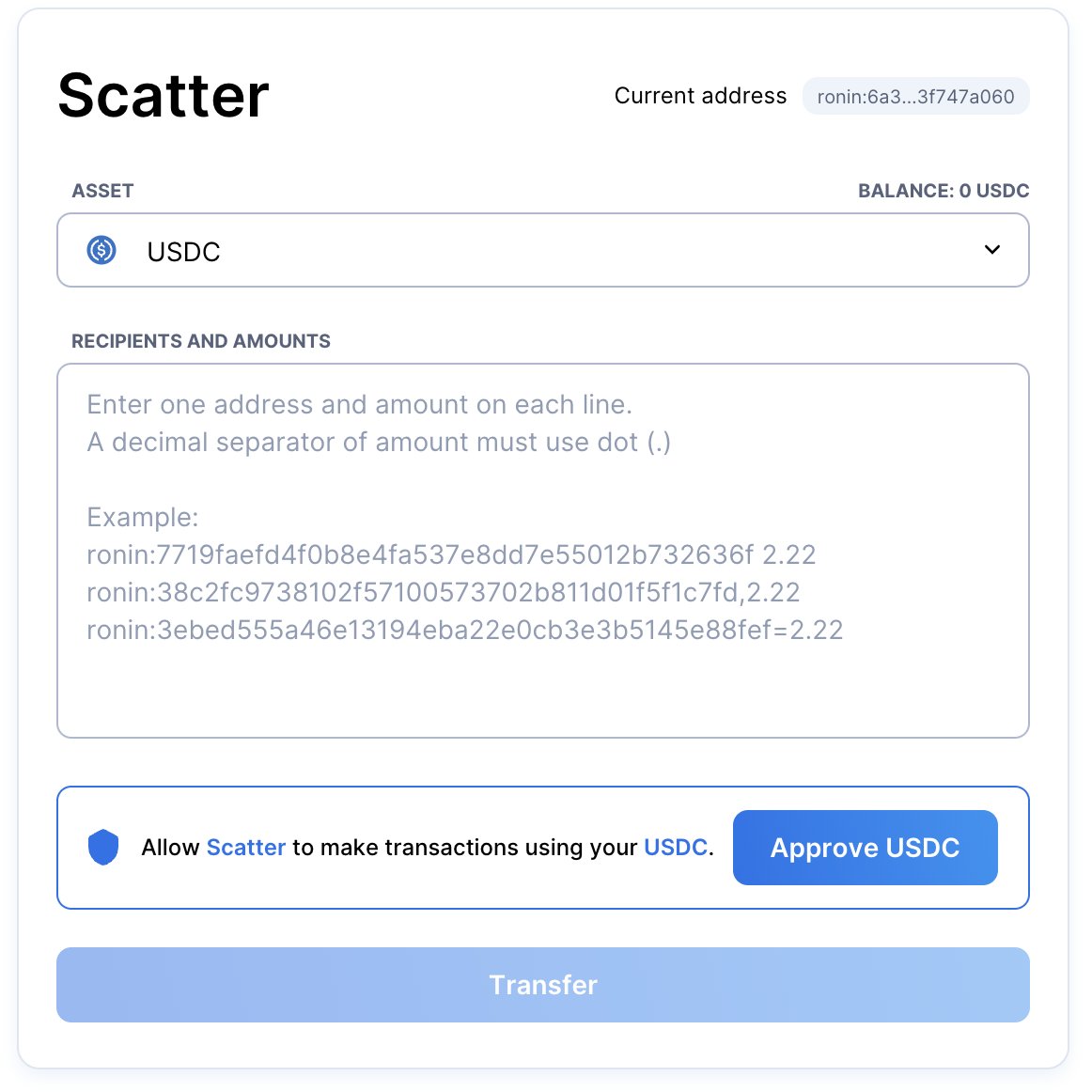 Jake_Stidham_'s tweet photo. Scatter is an incredibly helpful tool for guilds that aren't yet using an automated payout system. Cuts the time in half!
Great quality of life upgrade!
https://t.co/om6s3KSv6s
@SkyMavisHQ @Jihoz_Axie #AxieInfinity https://t.co/lYq2KNs6H8