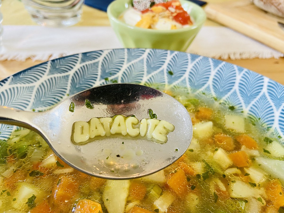 DataCite's tweet photo. It's great to be in the @scholarlykitchn 🧑🍳
Thanks @alicejmeadows! It was fun talking about #FAIR #Data, #PIDs, our values and strategic plan etc. 🙌
Next time we'll eat the yummy @DataCite soup together!
#CommunityDriven #OpenScience #MoreThanJustData #ResourceTypes #DataSoup https://t.co/LHLxolVI6O
