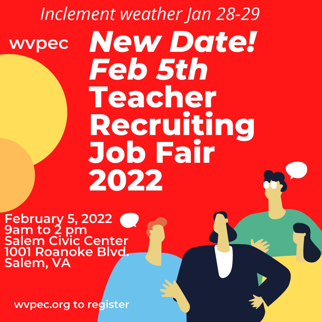 WVaPEC's tweet image. WVPEC Job Fair postponed to next week - Feb 5th. Register (free) at wvpec.org