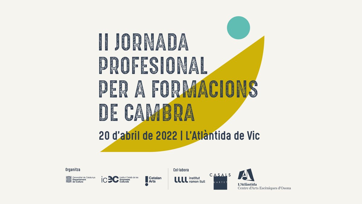 📢 Presenta proposta artística per actuar a la segona Jornada Professional per a Formacions de Cambra. 🎻

Una oportunitat única per posar-te en contacte amb programadors i professionals del sector de la música clàssica.  🎶

🗓️Data límit: 14/02/2022 ‼️
👉bit.ly/3KMNP5e