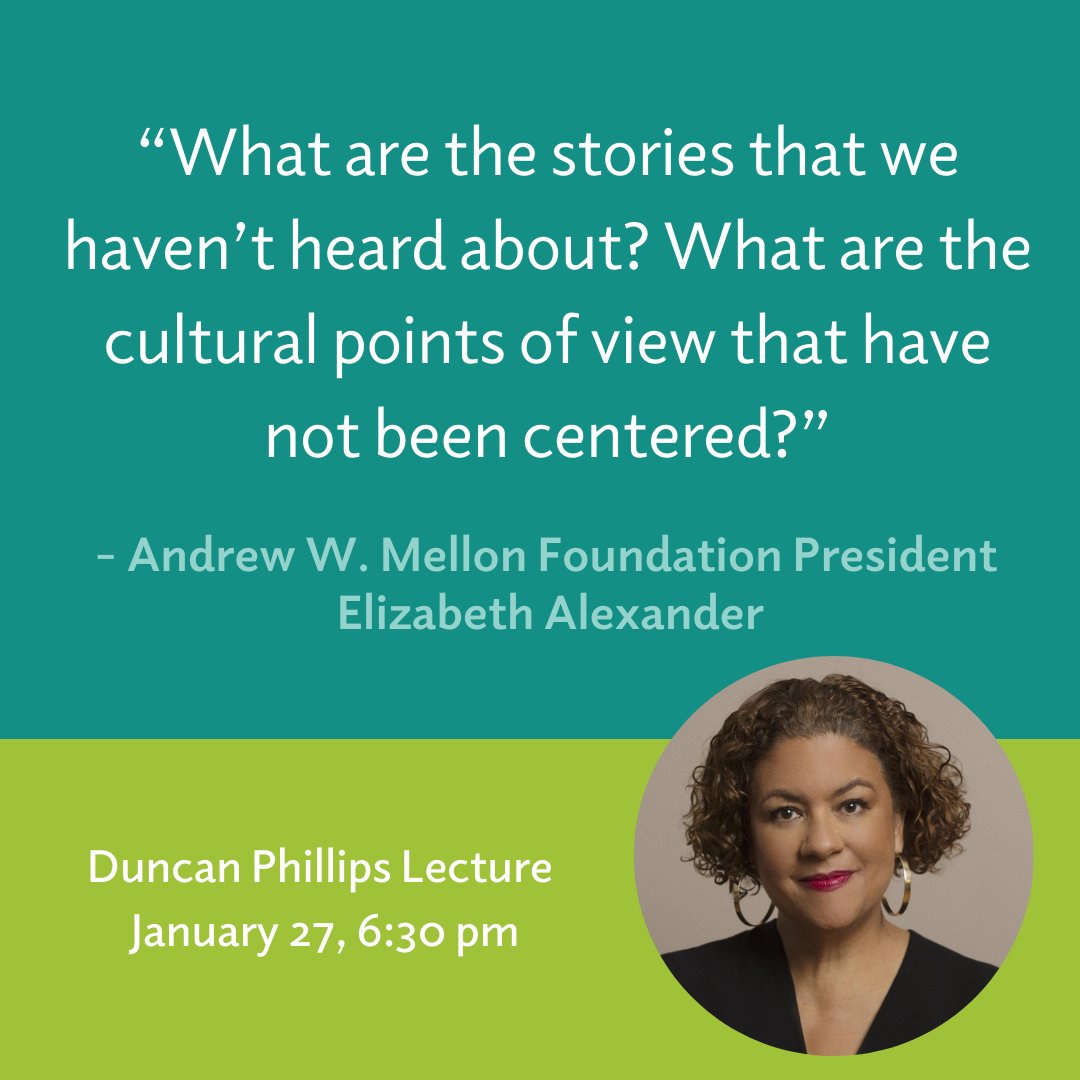 PhillipsMuseum's tweet image. TONIGHT: Hear @MellonFdn President Elizabeth Alexander discuss the dynamism of DC's Black art spaces and artists over the past 100 years, and how we might more deeply engage with the past, present, and future.

Register now ▶️ ow.ly/FUaf50Hv5oX