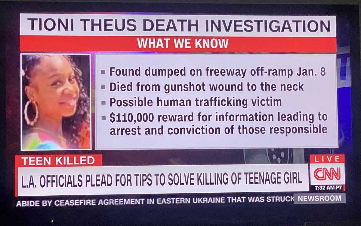 sarasidnerCNN's tweet image. She was 16
Someone’s child
Someone shot her in the neck
Someone murdered this girl 
Someone dumped her body on the side of the freeway in Los Angeles this month
Can we help find her killer?
#TioniTheus.
⁦@StephanieElam⁩ is telling her story
