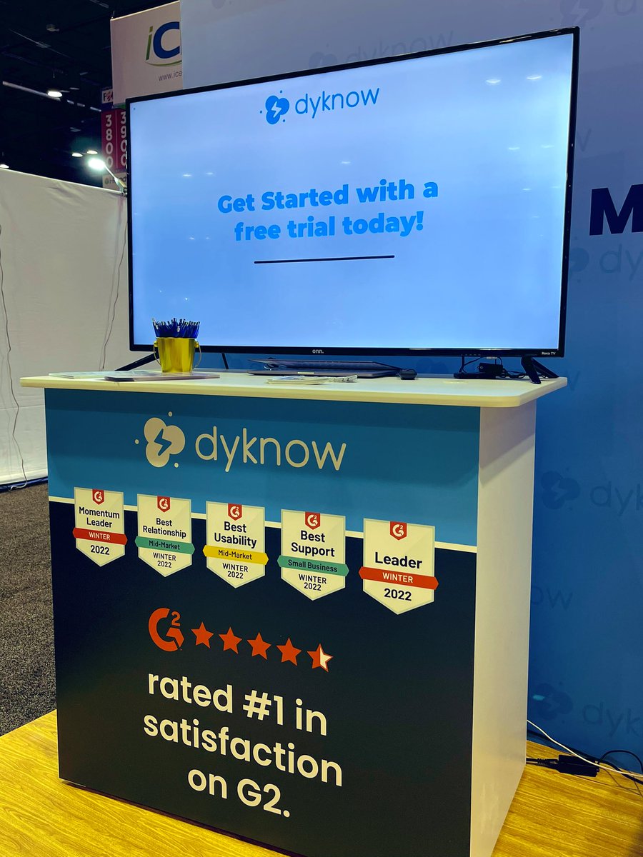 Day 2 of #FETC22 is in full swing! 

Stop by booth 4141 to see why <a href="/Dyknow/">Dyknow</a> is rated #1 in Satisfaction, Support, and Usability on <a href="/G2dotcom/">G2</a>!!