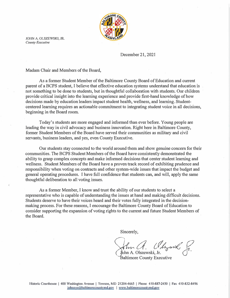 Please read my letter of support.