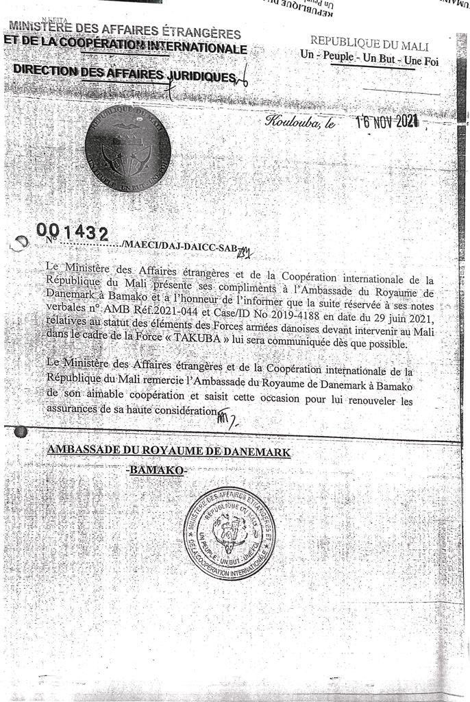 Tourem10's tweet photo. @nboraghan Malheureusement pour le PM populiste prétend que les Danois ont débarqué des troupes à #Bamako sans l’aval des autorités maliennes. Voici la preuve qu’il est dans le mensonge total pour des fins populistes. https://t.co/U5fI516gao