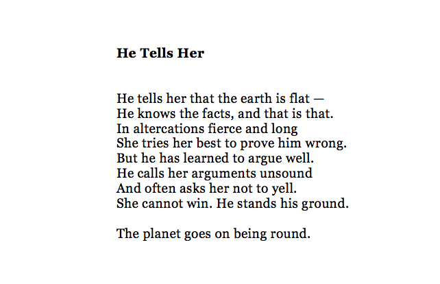 MayaCPopa's tweet photo. A Wendy Cope poem against the phenomenon of "mansplaining": https://t.co/vq23tFVGhr