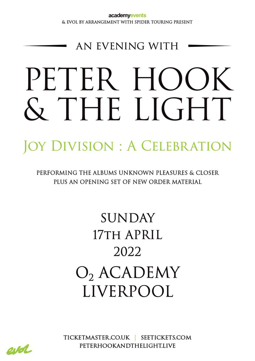 FUTURAMA FESTIVAL (@futuramafest) on Twitter photo New gig for <a href="/peterhook/">Peter Hook</a> in Liverpool
Evening with Peter Hook and The Light - Joy Division A Celebration. Performing the seminal albums Unknown Pleasures and Closer, plus a set of New Order material at O2 Academy . Tickets via Seetickets.com 10am Friday 28th January New gig for <a href="/peterhook/">Peter Hook</a> in Liverpool
Evening with Peter Hook and The Light - Joy Division A Celebration. Performing the seminal albums Unknown Pleasures and Closer, plus a set of New Order material at O2 Academy . Tickets via Seetickets.com 10am Friday 28th January