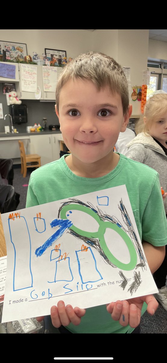 “I made a Godzilla with the number 100. He’s eating New York!” #100thDayofSchool #walkeratwork #walelm