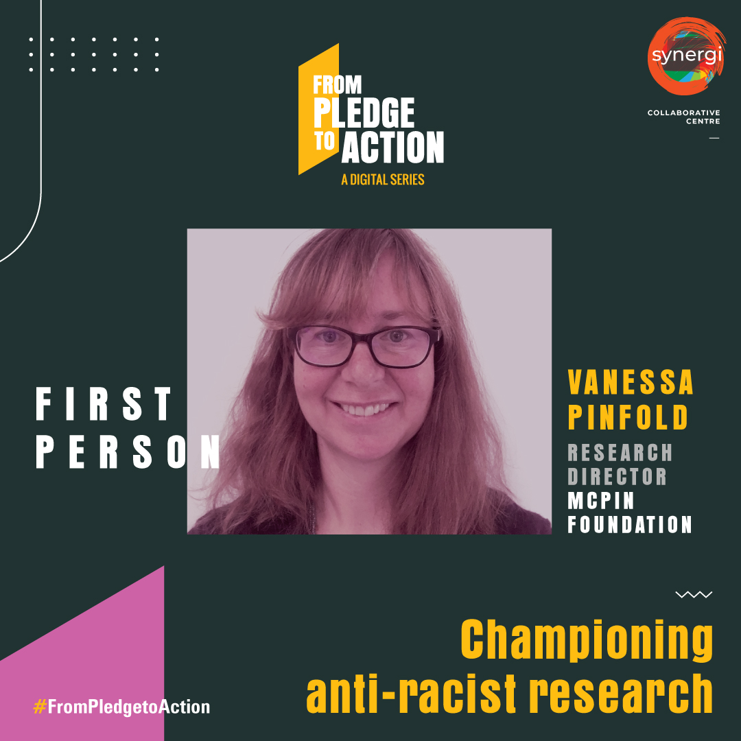 SynergiProject's tweet photo. #PODCAST ALERT: ‘[This work] is often superficial. This has got to be deep and long-lasting.’ #VanessaPinfold @McPinFoundation on valuing #antiacist #mentalhealth #research + becoming an anti-racist org. https://t.co/eKqYekjd3R #FromPledgetoAction https://t.co/Ued8AqMJJE