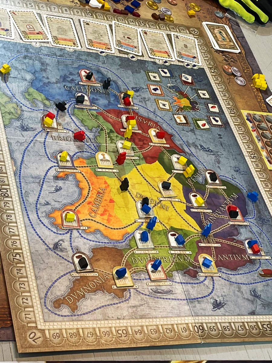BCboardgamers's tweet photo. Wednesday night #GamersGarage Dave and Jordan @BoardontheAir and Jeff @amazingstoriesk on the table #Concordia @RioGrandeGames one of our favourite titles from #MacGerdts used the small England map with four players … what a crazy game … fantastic game, always enjoy every play https://t.co/KBRMu1KbYY