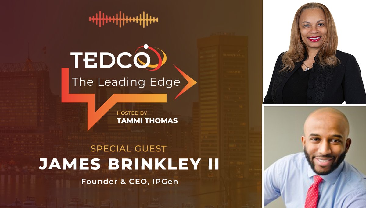 TheEntrepExpo's tweet photo. Watch our newest podcast series, The Leading Edge! @MDTEDCO's @tammithomas had the opportunity to interview James Brinkley II, founder of @IPGen_io. Watch now at https://t.co/b7vFjEUOgF

#maryland #mdtedco #innovation #startups #entrepreneurship #leadership #innovationecosystem https://t.co/jNF6fXKrYy