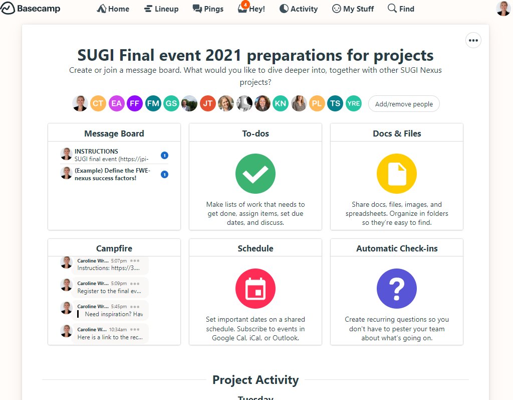 Are you in a #SUGInexus project? 🌱🌏💧💡Then you can co-design the final event! How will these global projects on the food-water-energy nexus live on? What can we synthesize? #fwenexus Learn more on the event page (invitation only): jpi-urbaneurope.eu/event-calendar…  #Basecamp