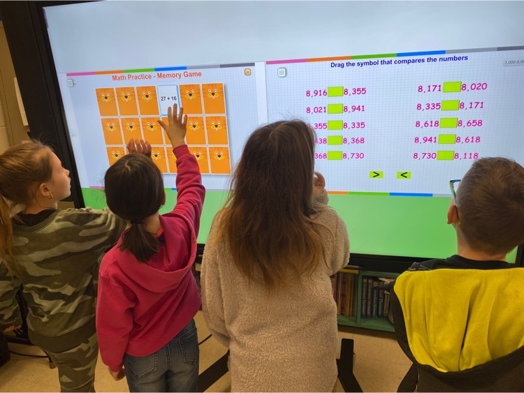porter_elem's tweet photo. Second graders at Porter Elementary are fully engaged in their math studio using the interactive panel! Way to take charge of learning, Panthers! #JCSTREAM #LivinThePantherLife #Eagle4Life https://t.co/u5YGyYnq4s