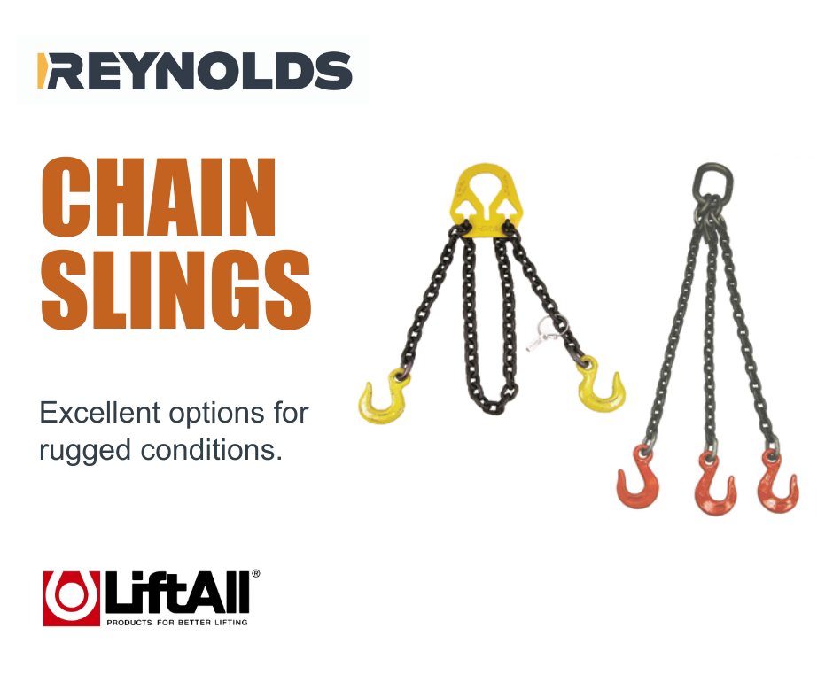 ReynoldsAdmin's tweet photo. @LiftAll's® Chain Slings are perfect for rugged conditions. They are resistant to abrasion and cutting and are engineered for the quality you expect and the safety you need. Reach out to learn more https://t.co/uLToFmuGTW https://t.co/qe4BLGNBfX