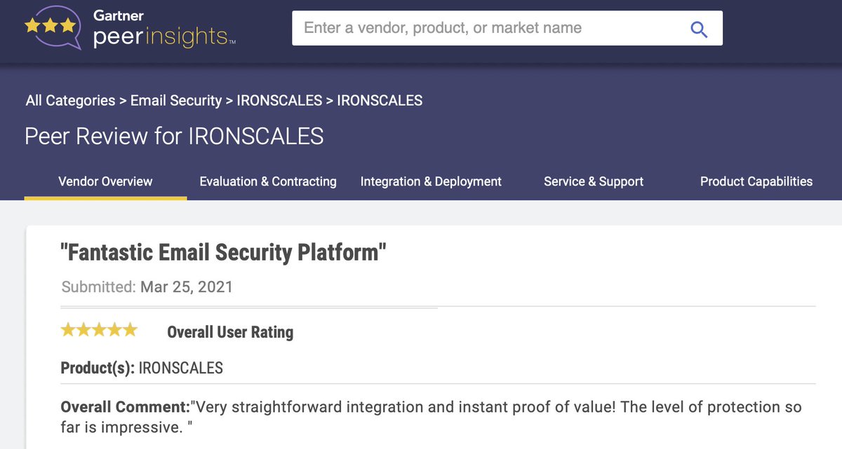 IRONSCALES's tweet photo. We love to hear it!
"Very straightforward integration and instant proof of value! The level of protection so far is impressive. "
Full review: https://t.co/vg4cwldOdi
#powerfullysimple #SaferTogether #emailsecurity #ICES https://t.co/azsWgkit5b