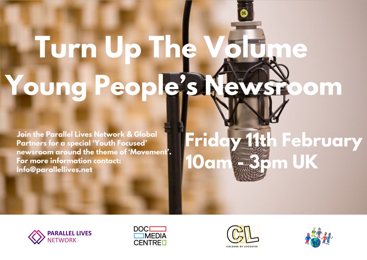 Just under two weeks until our #TurnUpTheVolume Young People’s Newsroom event part of #ChildrensMentalHealthWeek 5 hour Newsroom with young people from #UK #Pakistan #Turkey &amp; more … <a href="/pv11Panos/">Panos Vostanis</a> <a href="/coloursofleic/">Coloursofleicester</a> <a href="/thepl_network/">Parallel Lives Network</a> <a href="/DocMediaCentre/">Documentary Media Centre</a> <a href="/wotspace/">WotSpace</a>