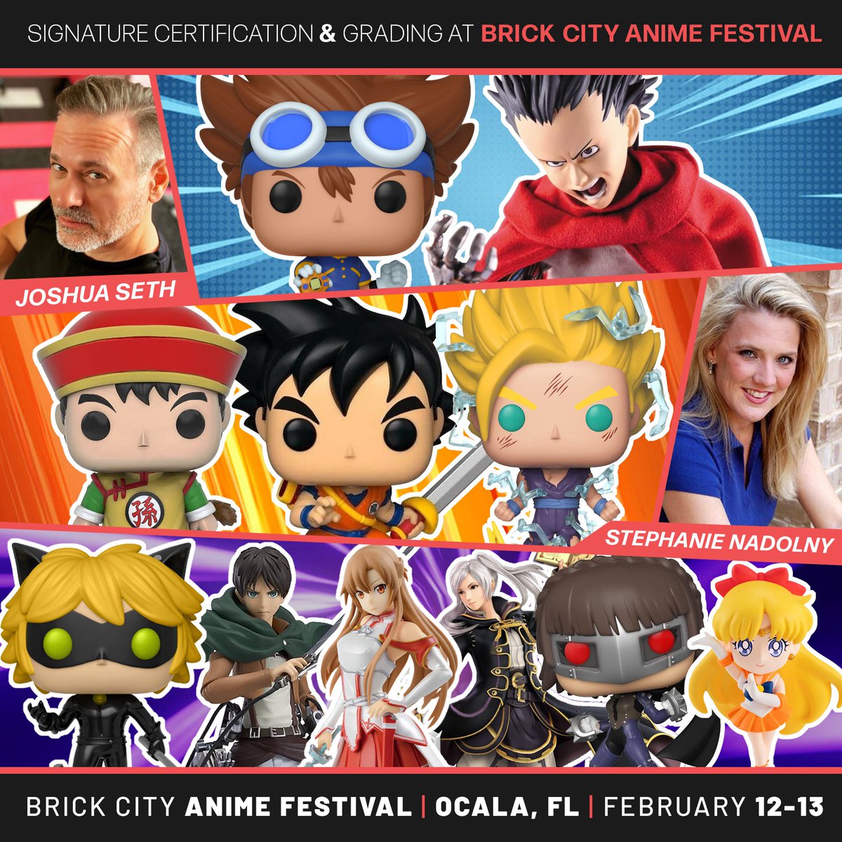 #BrickCityAnimeFestival is almost here! Join us February 12th-13th, 2022 in Ocala, FL for a weekend full of #Anime, #Cosplay, and #Gaming!

Bring your favorite #Funko, Figures, and Posters to get signed at Brick City Anime Festival! <a href="/Level10S/">Level10 Certification Service</a>  &amp; <a href="/TheVvgs/">TheVVGS</a> will be set up.