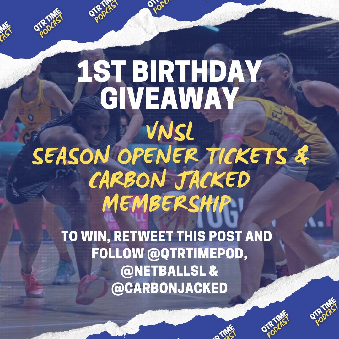 GIVEAWAY TIME!!🚨🥳

To celebrate our 1st birthday and the start of VNSL 2022 we’re giving away:

2️⃣ x 🎟 to the <a href="/NetballSL/">Netball Super League</a> Opener in Birmingham on 6th Feb 🙌

🐼 1 year’s Carbon Cub sustainable membership with our partner <a href="/CarbonJacked/">CarbonJacked</a> - details here - carbonjacked.com/#choose-member… 🌳