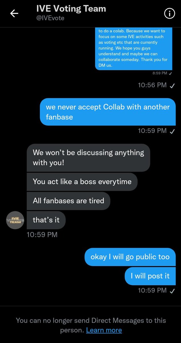 IVEUpdates_'s tweet photo. Actually we don't want to make it public, because is so embarrassing 😭 but they block the DM so we decided to make it public 

@IVEvote @IVEassist we appreciate you, that's why we ask you first about this Collab 🙏 we never accept any Collab with another fanbase https://t.co/0z51q8CBYK