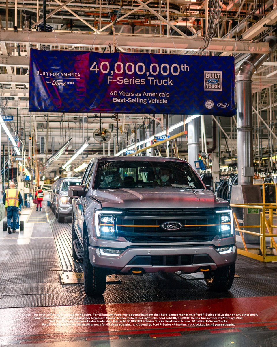 When you've been the best-selling truck brand for over 40 years – you're going to make a lot of trucks.​

Over 40,000,000 F-Series for U.S. customers if we're counting. #BuiltFordTough